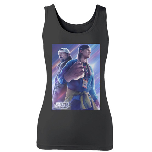 High quality print of this slim fit jay and silent bob reboot punch women tank top will turn heads. And bystanders won't be disappointed - the racerback cut looks good one any woman's shoulders.