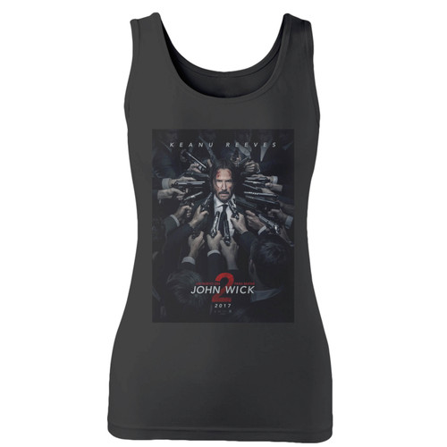 High quality print of this slim fit john wick 2 movie women tank top will turn heads. And bystanders won't be disappointed - the racerback cut looks good one any woman's shoulders.