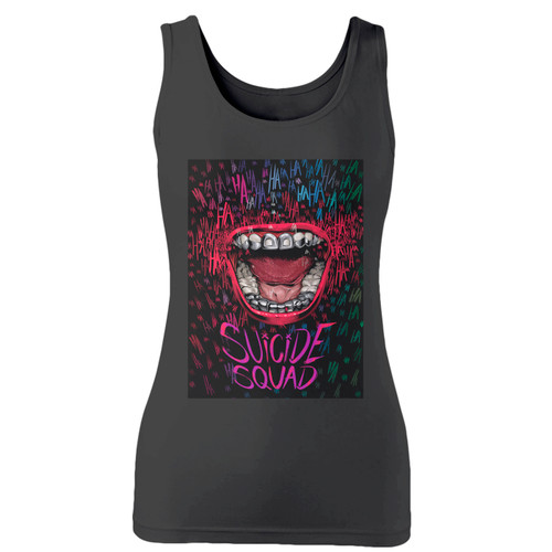 High quality print of this slim fit joker suicide squad women tank top will turn heads. And bystanders won't be disappointed - the racerback cut looks good one any woman's shoulders.