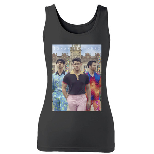 High quality print of this slim fit jonas brothers sucker style women tank top will turn heads. And bystanders won't be disappointed - the racerback cut looks good one any woman's shoulders.