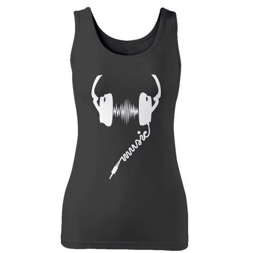 High quality print of this slim fit music headphone women tank top will turn heads. And bystanders won't be disappointed - the racerback cut looks good one any woman's shoulders.