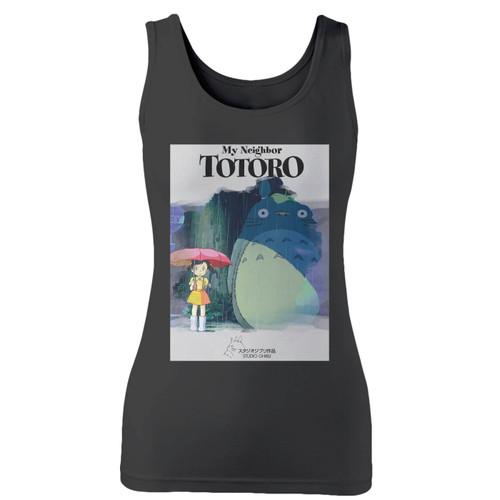 High quality print of this slim fit my neighbor totoro movie women tank top will turn heads. And bystanders won't be disappointed - the racerback cut looks good one any woman's shoulders.