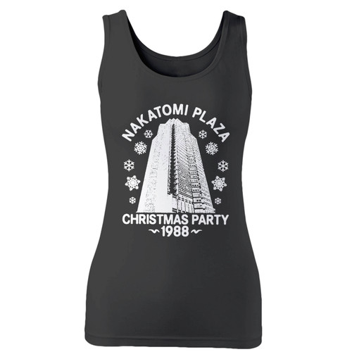 High quality print of this slim fit nakatomi plaza women tank top will turn heads. And bystanders won't be disappointed - the racerback cut looks good one any woman's shoulders.