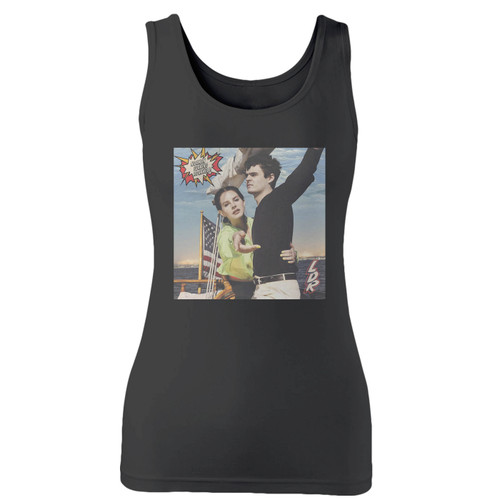 High quality print of this slim fit nfr lana del rey women tank top will turn heads. And bystanders won't be disappointed - the racerback cut looks good one any woman's shoulders.