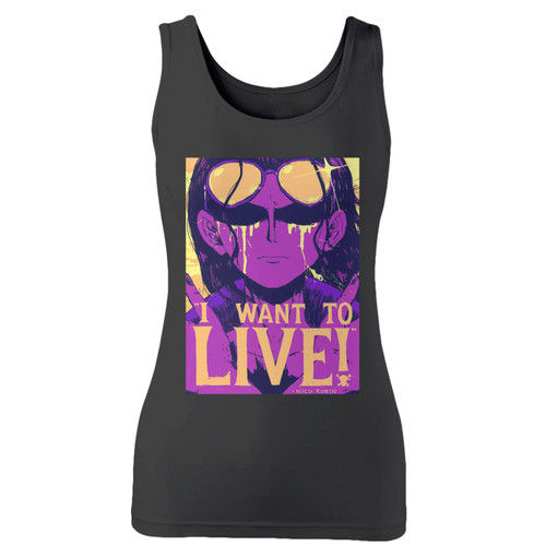 High quality print of this slim fit one piece nico robin women tank top will turn heads. And bystanders won't be disappointed - the racerback cut looks good one any woman's shoulders.