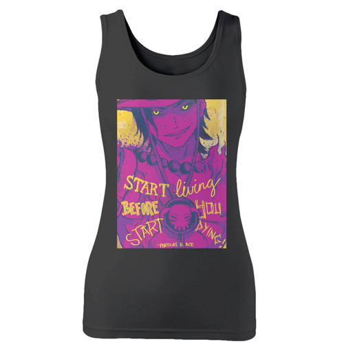 High quality print of this slim fit one piece portgas d ace women tank top will turn heads. And bystanders won't be disappointed - the racerback cut looks good one any woman's shoulders.