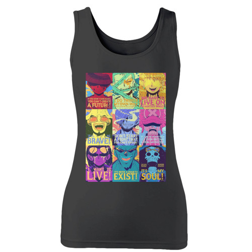 High quality print of this slim fit one piece wanted anime manga cosplay women tank top will turn heads. And bystanders won't be disappointed - the racerback cut looks good one any woman's shoulders.
