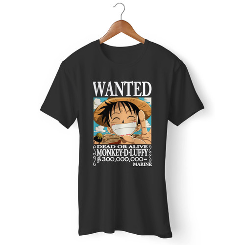 Anime One Piece Wanted Luffy Men T Shirt