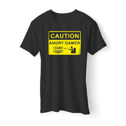 Caution Angry Gamer Men T Shirt