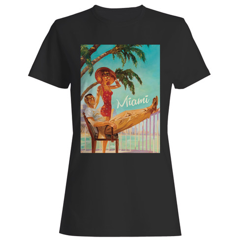 These are miami usa vintage illustrated women t shirt that are cute tied to the side or paired with a cardigan or jacket for a more styled look. So comfy and classic, they are sure to make your vacation extra magical.