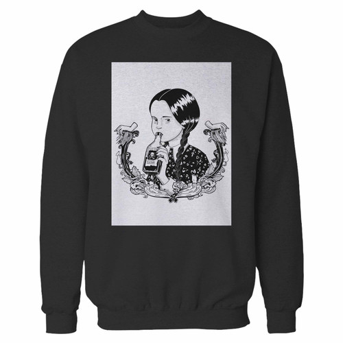 Your addams family wednesday illustration movie crewneck sweatshirt just got an update. This super comfortable and lighter weight crewneck will become your favorite go-to sweatshirt. The cozy spandex cuffs and waistband make this pill-resistant sweatshirt a fan favorite.And your group will look and feel their best in this premium ringspun cotton crew.