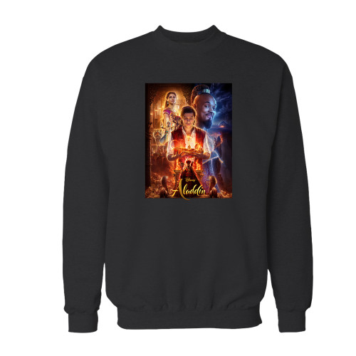 Your aladdin poster crewneck sweatshirt just got an update. This super comfortable and lighter weight crewneck will become your favorite go-to sweatshirt. The cozy spandex cuffs and waistband make this pill-resistant sweatshirt a fan favorite.And your group will look and feel their best in this premium ringspun cotton crew.