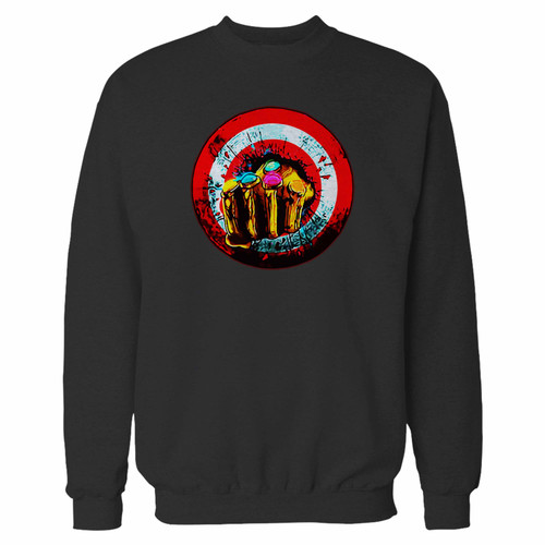 Your avengers infinity war thanos hand crewneck sweatshirt just got an update. This super comfortable and lighter weight crewneck will become your favorite go-to sweatshirt. The cozy spandex cuffs and waistband make this pill-resistant sweatshirt a fan favorite.And your group will look and feel their best in this premium ringspun cotton crew.