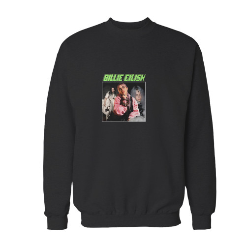 Your billie eilish celebrities singer crewneck sweatshirt just got an update. This super comfortable and lighter weight crewneck will become your favorite go-to sweatshirt. The cozy spandex cuffs and waistband make this pill-resistant sweatshirt a fan favorite.And your group will look and feel their best in this premium ringspun cotton crew.