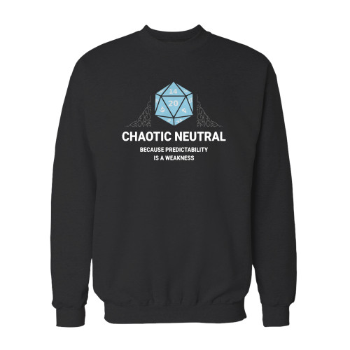 Your chaotic neutral because predictability is a weakness crewneck sweatshirt just got an update. This super comfortable and lighter weight crewneck will become your favorite go-to sweatshirt. The cozy spandex cuffs and waistband make this pill-resistant sweatshirt a fan favorite.And your group will look and feel their best in this premium ringspun cotton crew.