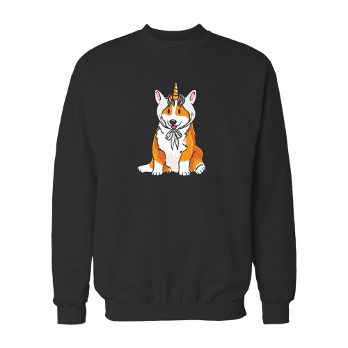 Your corgi unicorn crewneck sweatshirt just got an update. This super comfortable and lighter weight crewneck will become your favorite go-to sweatshirt. The cozy spandex cuffs and waistband make this pill-resistant sweatshirt a fan favorite.And your group will look and feel their best in this premium ringspun cotton crew.