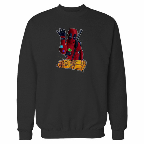 Your deadpool thanos avengers infinity war parody crewneck sweatshirt just got an update. This super comfortable and lighter weight crewneck will become your favorite go-to sweatshirt. The cozy spandex cuffs and waistband make this pill-resistant sweatshirt a fan favorite.And your group will look and feel their best in this premium ringspun cotton crew.