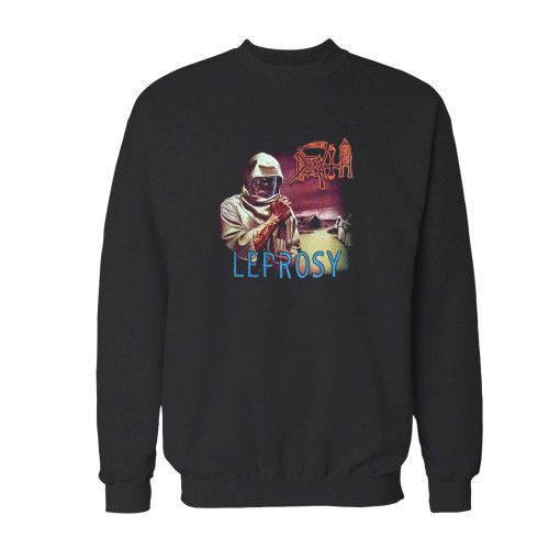 Your death leprosy crewneck sweatshirt just got an update. This super comfortable and lighter weight crewneck will become your favorite go-to sweatshirt. The cozy spandex cuffs and waistband make this pill-resistant sweatshirt a fan favorite.And your group will look and feel their best in this premium ringspun cotton crew.