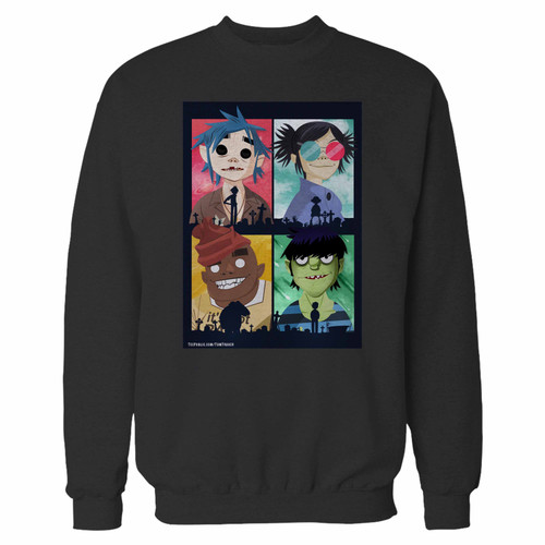 Your humanz gorillaz crewneck sweatshirt just got an update. This super comfortable and lighter weight crewneck will become your favorite go-to sweatshirt. The cozy spandex cuffs and waistband make this pill-resistant sweatshirt a fan favorite.And your group will look and feel their best in this premium ringspun cotton crew.