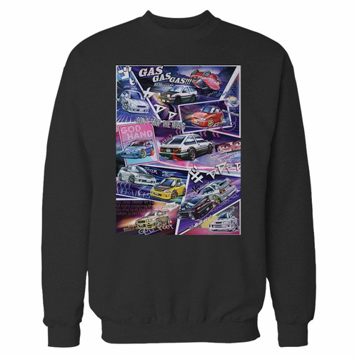 Your initial d manga styled car crewneck sweatshirt just got an update. This super comfortable and lighter weight crewneck will become your favorite go-to sweatshirt. The cozy spandex cuffs and waistband make this pill-resistant sweatshirt a fan favorite.And your group will look and feel their best in this premium ringspun cotton crew.