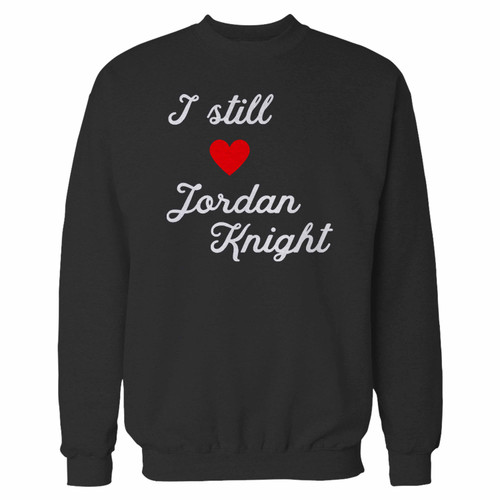 Your i still love jordan knight crewneck sweatshirt just got an update. This super comfortable and lighter weight crewneck will become your favorite go-to sweatshirt. The cozy spandex cuffs and waistband make this pill-resistant sweatshirt a fan favorite.And your group will look and feel their best in this premium ringspun cotton crew.