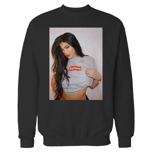 Your kylie jenner wearing sexy crewneck sweatshirt just got an update. This super comfortable and lighter weight crewneck will become your favorite go-to sweatshirt. The cozy spandex cuffs and waistband make this pill-resistant sweatshirt a fan favorite.And your group will look and feel their best in this premium ringspun cotton crew.