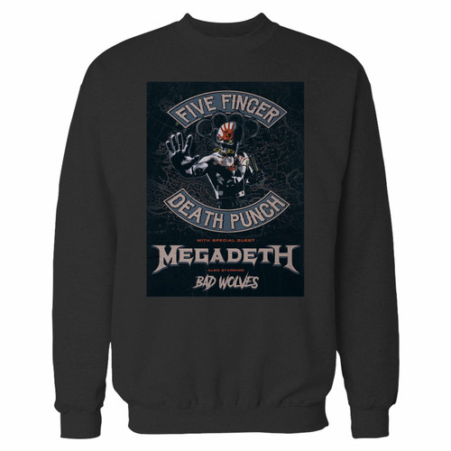 Your megadeth five finger punch crewneck sweatshirt just got an update. This super comfortable and lighter weight crewneck will become your favorite go-to sweatshirt. The cozy spandex cuffs and waistband make this pill-resistant sweatshirt a fan favorite.And your group will look and feel their best in this premium ringspun cotton crew.
