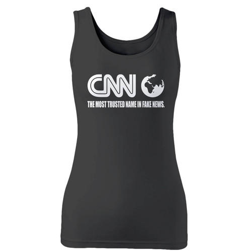 High quality print of this slim fit cnn most trusted name in fake news women tank top will turn heads. And bystanders won't be disappointed - the racerback cut looks good one any woman's shoulders. High quality print of this slim fit cnn most trusted name in fake news women tank top will turn heads. And bystanders won't be disappointed - the racerback cut looks good one any woman's shoulders.