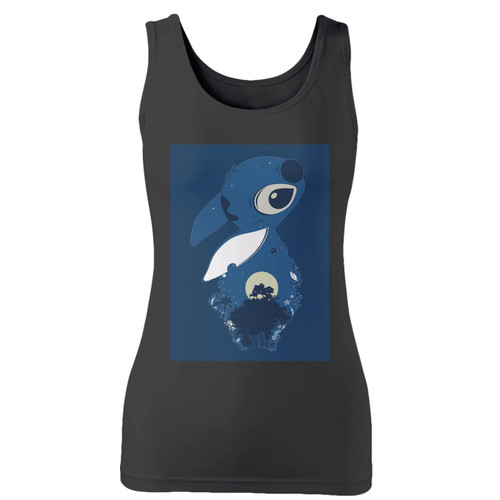 High quality print of this slim fit lilo and stitch art women tank top will turn heads. And bystanders won't be disappointed - the racerback cut looks good one any woman's shoulders.