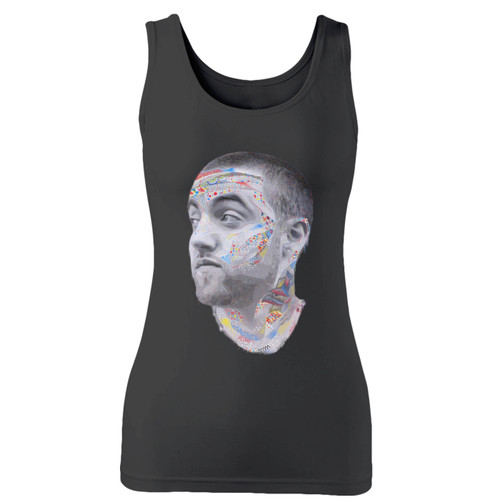 High quality print of this slim fit mac miller faces women tank top will turn heads. And bystanders won't be disappointed - the racerback cut looks good one any woman's shoulders.