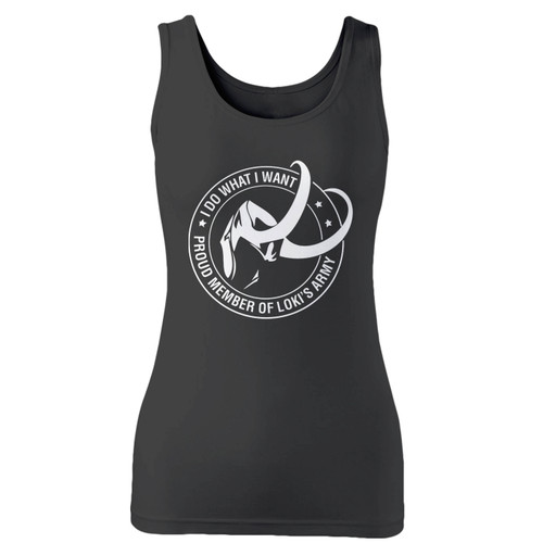 High quality print of this slim fit member of lokis army women tank top will turn heads. And bystanders won't be disappointed - the racerback cut looks good one any woman's shoulders.