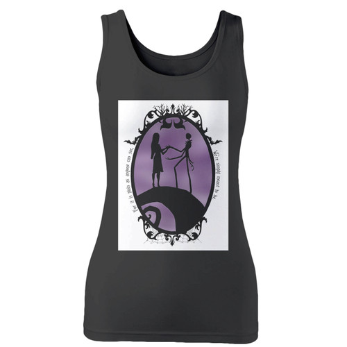 High quality print of this slim fit nightmare before women tank top will turn heads. And bystanders won't be disappointed - the racerback cut looks good one any woman's shoulders.