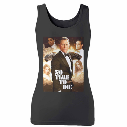 High quality print of this slim fit no time to die 007 women tank top will turn heads. And bystanders won't be disappointed - the racerback cut looks good one any woman's shoulders.