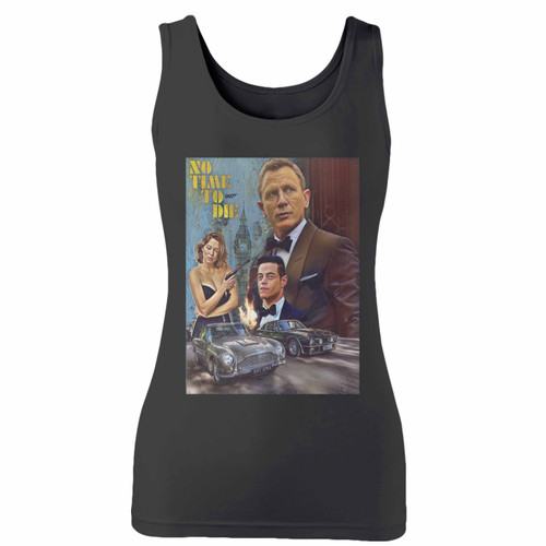 High quality print of this slim fit no time to die 3 women tank top will turn heads. And bystanders won't be disappointed - the racerback cut looks good one any woman's shoulders.