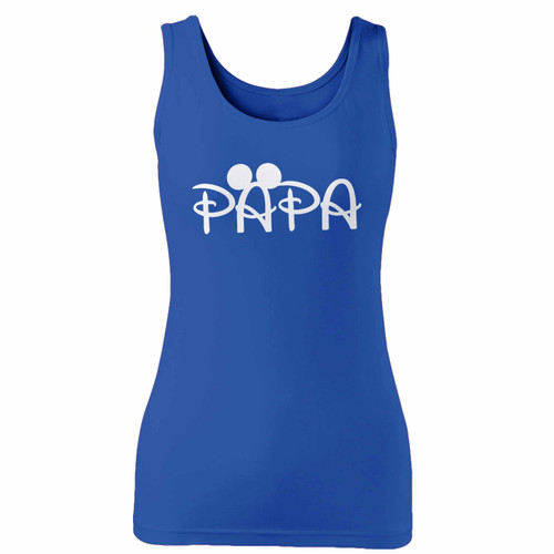 High quality print of this slim fit papa mickey mouse women tank top will turn heads. And bystanders won't be disappointed - the racerback cut looks good one any woman's shoulders.