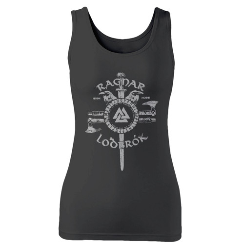 High quality print of this slim fit ragnar lodbrok viking inspired women tank top will turn heads. And bystanders won't be disappointed - the racerback cut looks good one any woman's shoulders.