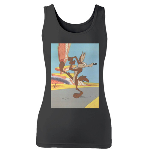 High quality print of this slim fit road runner and while e coyote women tank top will turn heads. And bystanders won't be disappointed - the racerback cut looks good one any woman's shoulders.