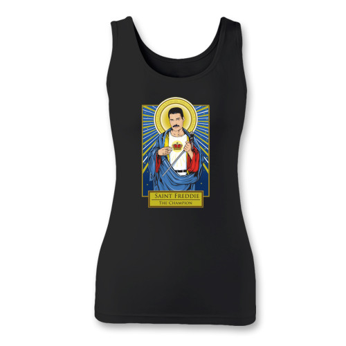 High quality print of this slim fit saint freddie women tank top will turn heads. And bystanders won't be disappointed - the racerback cut looks good one any woman's shoulders.