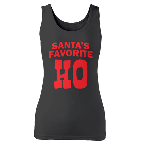 High quality print of this slim fit santa's favorite ho women tank top will turn heads. And bystanders won't be disappointed - the racerback cut looks good one any woman's shoulders.