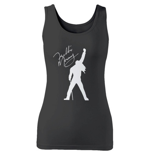 High quality print of this slim fit signature freddie mercury queen women tank top will turn heads. And bystanders won't be disappointed - the racerback cut looks good one any woman's shoulders.