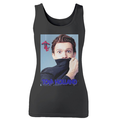 High quality print of this slim fit spider man homecoming tom holland women tank top will turn heads. And bystanders won't be disappointed - the racerback cut looks good one any woman's shoulders.