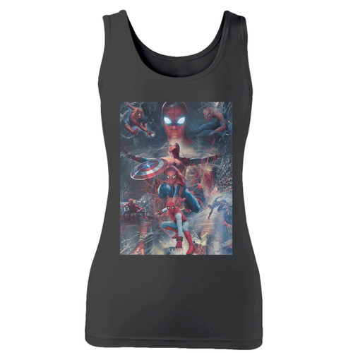 High quality print of this slim fit spiderman evoluttion movie women tank top will turn heads. And bystanders won't be disappointed - the racerback cut looks good one any woman's shoulders.