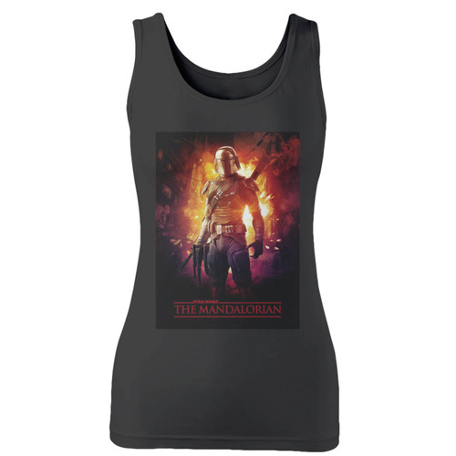 High quality print of this slim fit star wars the mandalorian tv series women tank top will turn heads. And bystanders won't be disappointed - the racerback cut looks good one any woman's shoulders.