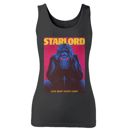 High quality print of this slim fit starlord superhero art women tank top will turn heads. And bystanders won't be disappointed - the racerback cut looks good one any woman's shoulders.