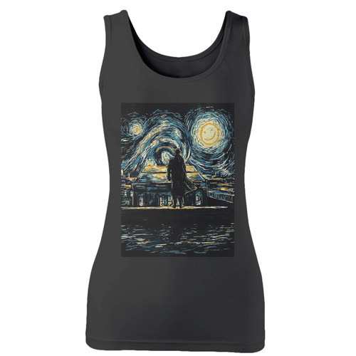 High quality print of this slim fit starry nightt van gogh sherlock women tank top will turn heads. And bystanders won't be disappointed - the racerback cut looks good one any woman's shoulders.