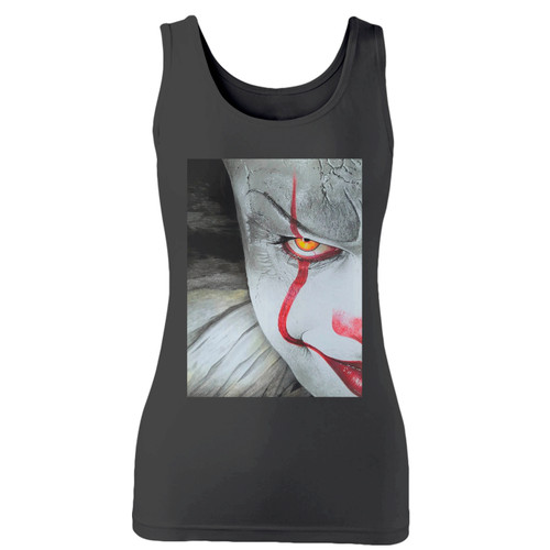 High quality print of this slim fit stephen king it clown movie women tank top will turn heads. And bystanders won't be disappointed - the racerback cut looks good one any woman's shoulders.