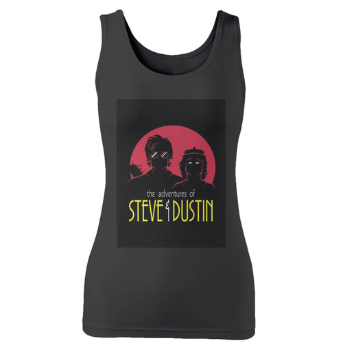 High quality print of this slim fit steve and dustin stranger things women tank top will turn heads. And bystanders won't be disappointed - the racerback cut looks good one any woman's shoulders.