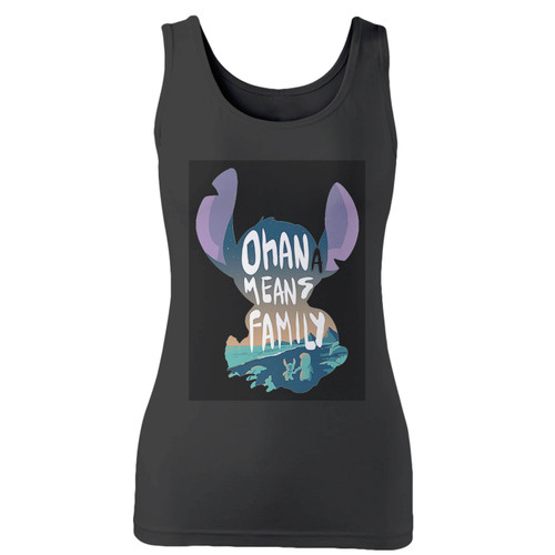 High quality print of this slim fit stittch ohana means family women tank top will turn heads. And bystanders won't be disappointed - the racerback cut looks good one any woman's shoulders.