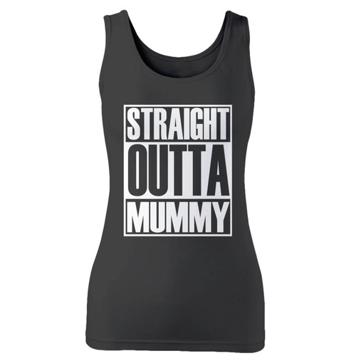 High quality print of this slim fit straight outta mummy women tank top will turn heads. And bystanders won't be disappointed - the racerback cut looks good one any woman's shoulders.