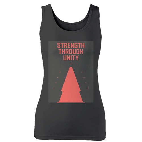 High quality print of this slim fit strength through unty women tank top will turn heads. And bystanders won't be disappointed - the racerback cut looks good one any woman's shoulders.